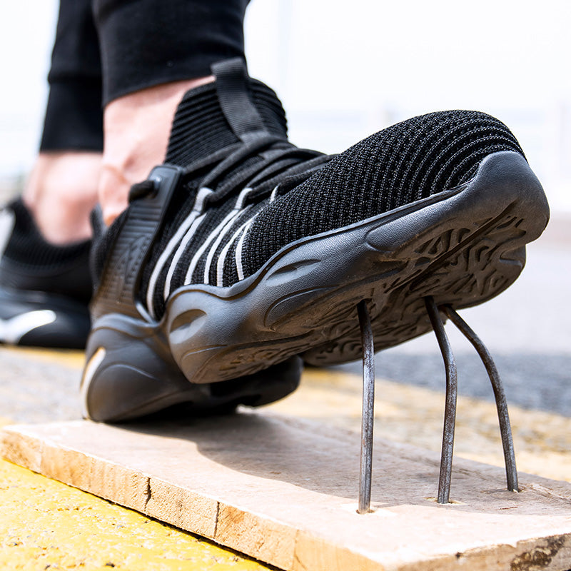 Hestia™ J3 Black Steel Toe Safety Sneakers — Lightweight, Breathable, Anti-Slip Work Shoes for Men