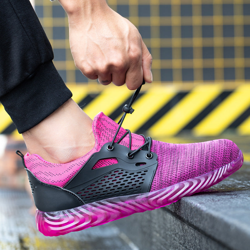 Harmonia™ Pink Steel Toe Safety Sneakers — Lightweight, Breathable, Anti-Slip Women’s Work Shoes