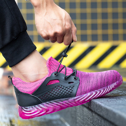 Harmonia™ Pink Steel Toe Safety Sneakers — Lightweight, Breathable, Anti-Slip Women’s Work Shoes