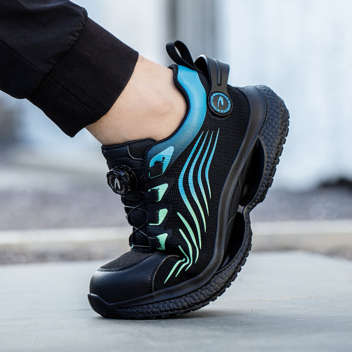 Kharon J3™ Steel Toe Sneakers Black/ Blue — Lightweight, Impact-Resistant, Anti-Slip Work Safety Shoes for Men