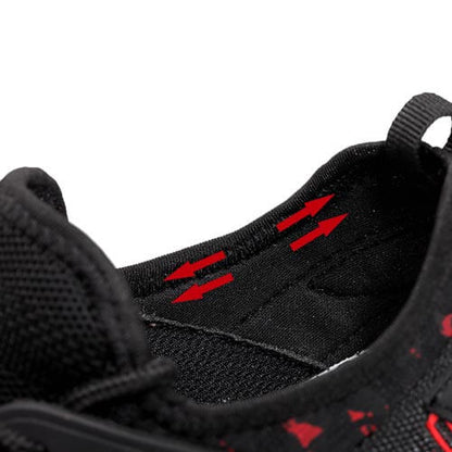 Calypso™ Camo Steel Toe Sneakers — Lightweight, Anti-Slip, Shock-Absorbing Safety Shoes (Black/Red)