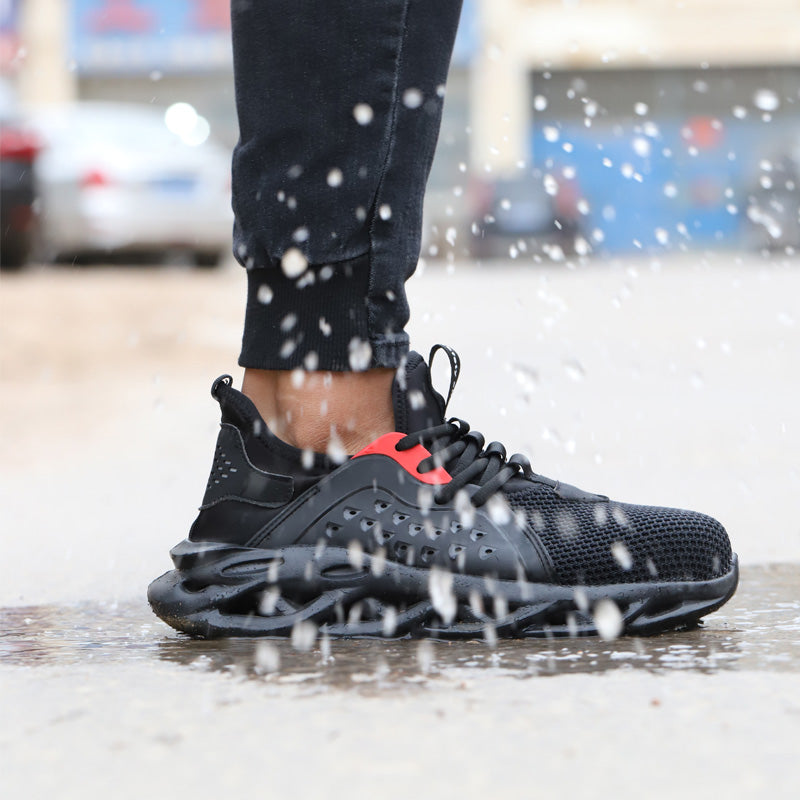 Xenon™ Black Steel Toe Safety Sneakers — Lightweight, Breathable, Anti-Slip Work Shoes
