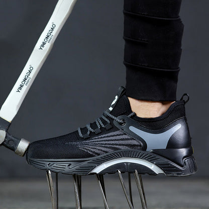 Aidos™ J3 Black-Bleu Steel Toe Work Sneakers — Lightweight, Breathable, Anti-Slip Safety Shoes for Men