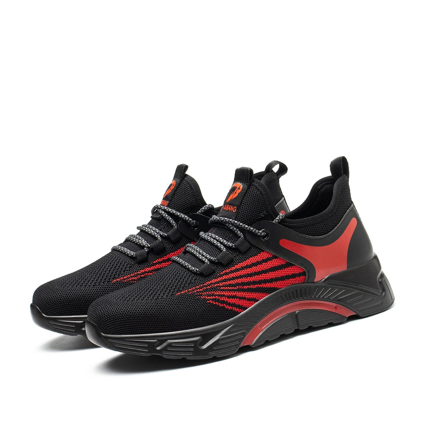 Aidos™ J3 Black-Red Steel Toe Work Sneakers — Lightweight, Breathable, Anti-Slip Safety Shoes for Men
