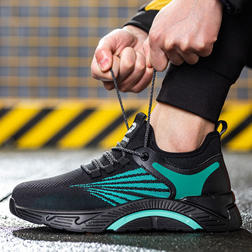 Aidos™ J3 Black-Gren Steel Toe Work Sneakers — Lightweight, Breathable, Anti-Slip Safety Shoes for Men