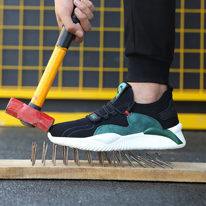 Helios™ Kivini Black-Green Steel Toe Work Sneakers | Lightweight, Slip-Resistant Safety Shoes