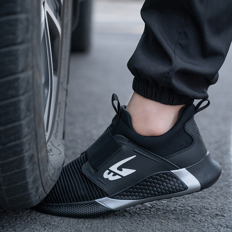 Orion™ J3 Steel Toe Slip-On Sneakers — Lightweight, Anti-Slip, Shock-Absorbing Safety Shoes (Black)