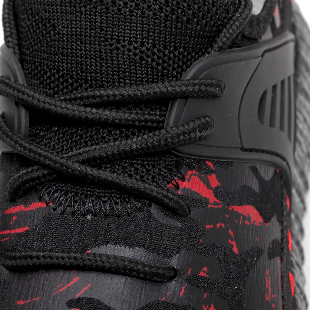 Calypso™ Camo Steel Toe Sneakers — Lightweight, Anti-Slip, Shock-Absorbing Safety Shoes (Black/Red)