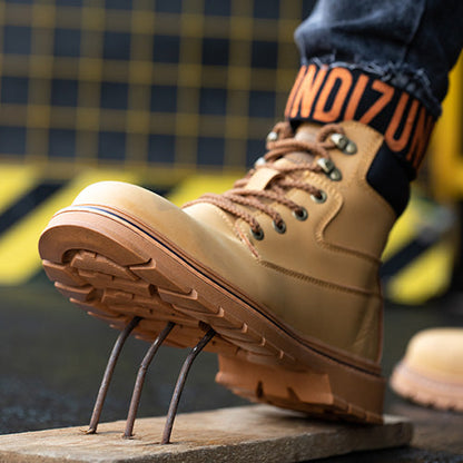 Boreas™ Brown Steel Toe Work Boots — Heavy-Duty, Slip-Resistant, Lightweight Safety Boots for Men