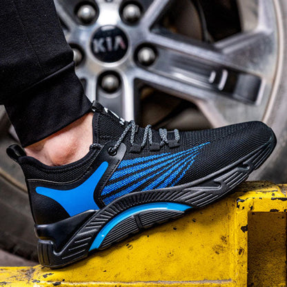 Aidos™ J3 Black-Bleu Steel Toe Work Sneakers — Lightweight, Breathable, Anti-Slip Safety Shoes for Men