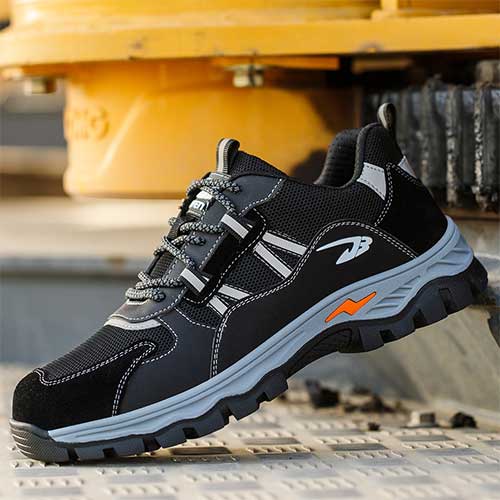 Triton™ J3 Steel Toe Work Shoes — Lightweight, Anti-Slip, Shock-Absorbing Safety Sneakers (Beige)