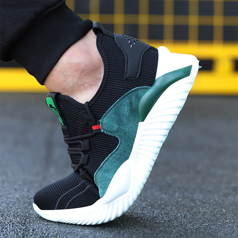 Helios™ Kivini Black-Green Steel Toe Work Sneakers | Lightweight, Slip-Resistant Safety Shoes