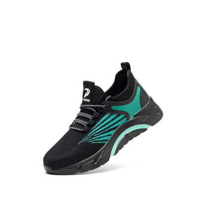 Aidos™ J3 Black-Gren Steel Toe Work Sneakers — Lightweight, Breathable, Anti-Slip Safety Shoes for Men