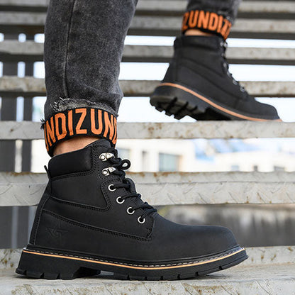 Boreas™ Black Steel Toe Work Boots — Heavy-Duty, Slip-Resistant, Lightweight Safety Boots for Men