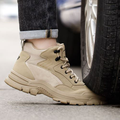 Erebus J3™ Steel Toe Work Boots — Lightweight, Slip-Resistant, Waterproof Safety Boots (Brown)