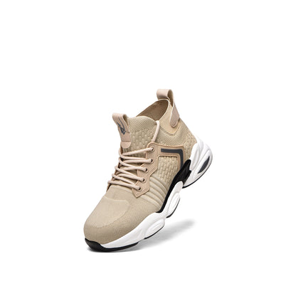 Alecto™ J3 Beige Steel Toe Work Sneakers — Lightweight, Breathable, Anti-Slip Safety Shoes for All-Day Protection