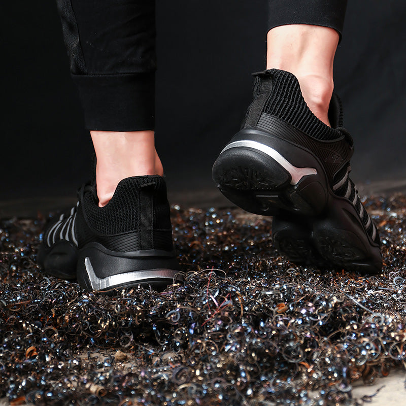 Hestia™ J3 Black Steel Toe Safety Sneakers — Lightweight, Breathable, Anti-Slip Work Shoes for Men