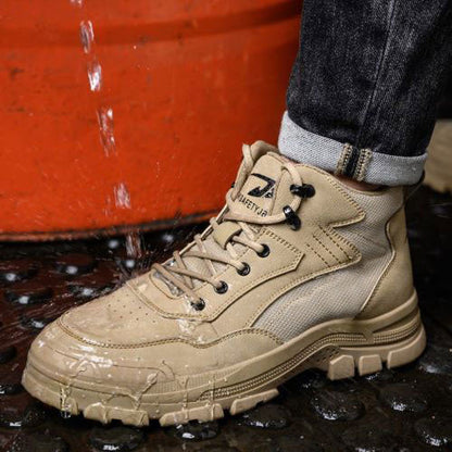 Erebus J3™ Steel Toe Work Boots — Lightweight, Slip-Resistant, Waterproof Safety Boots (Grey)