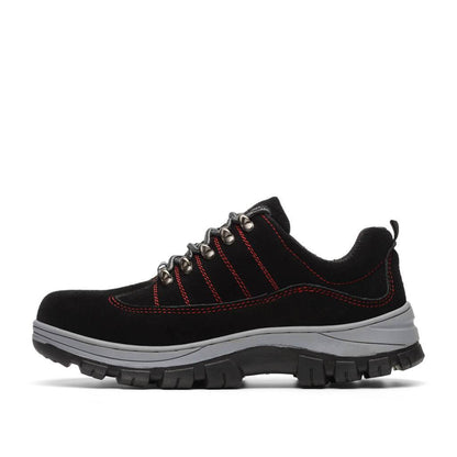 Hypnos™ Black-Red Steel Toe Work Sneakers — Lightweight, Anti-Slip, Durable Safety Shoes