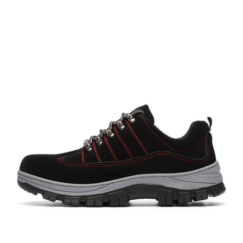 Hypnos™ Black-Red Steel Toe Work Sneakers — Lightweight, Anti-Slip, Durable Safety Shoes