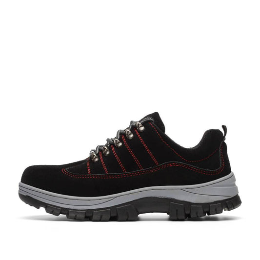 Hypnos™ Black-Red Steel Toe Work Sneakers — Lightweight, Anti-Slip, Durable Safety Shoes