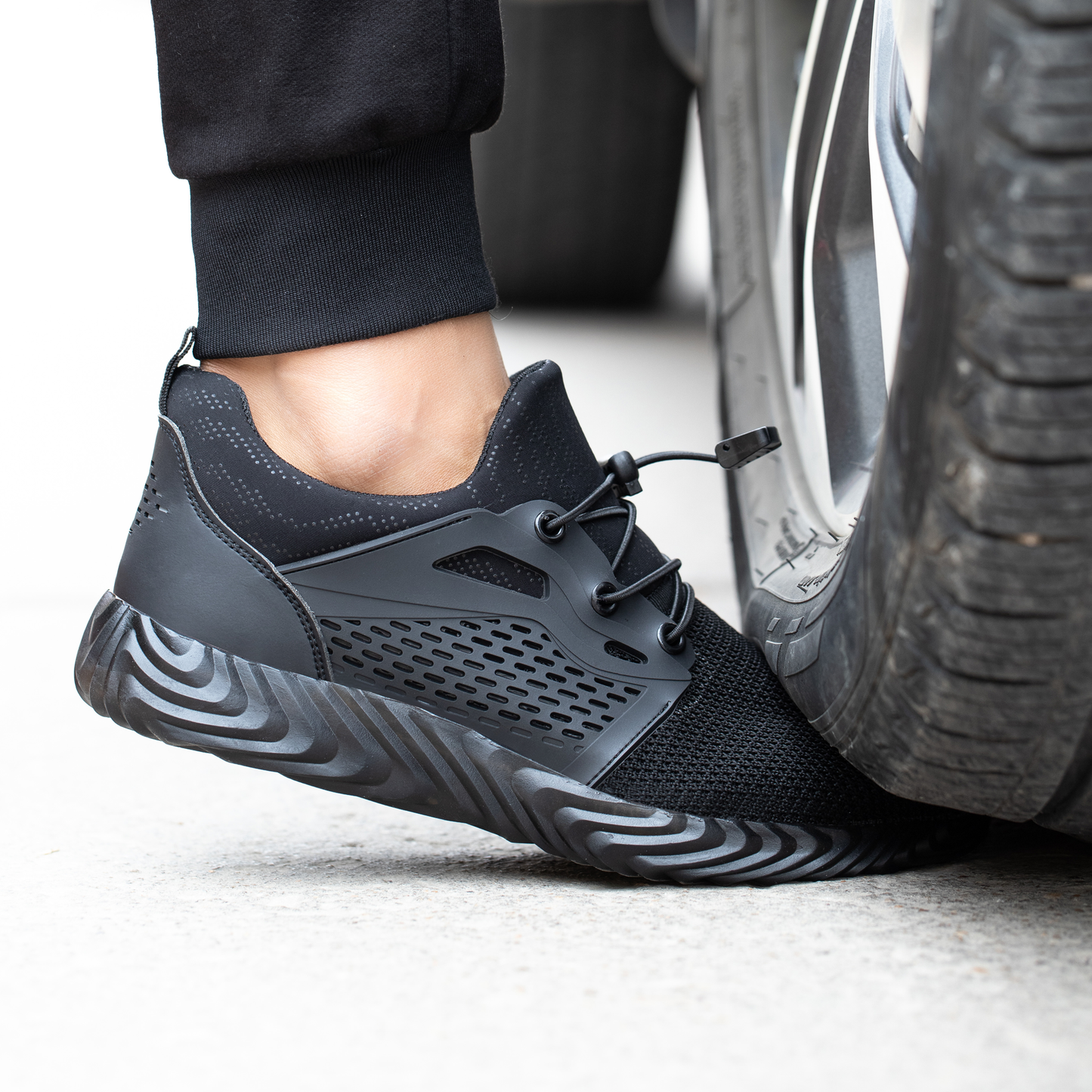 Harmonia™ Black Steel Toe Safety Sneakers — Lightweight, Breathable, Anti-Slip Women’s Work Shoes