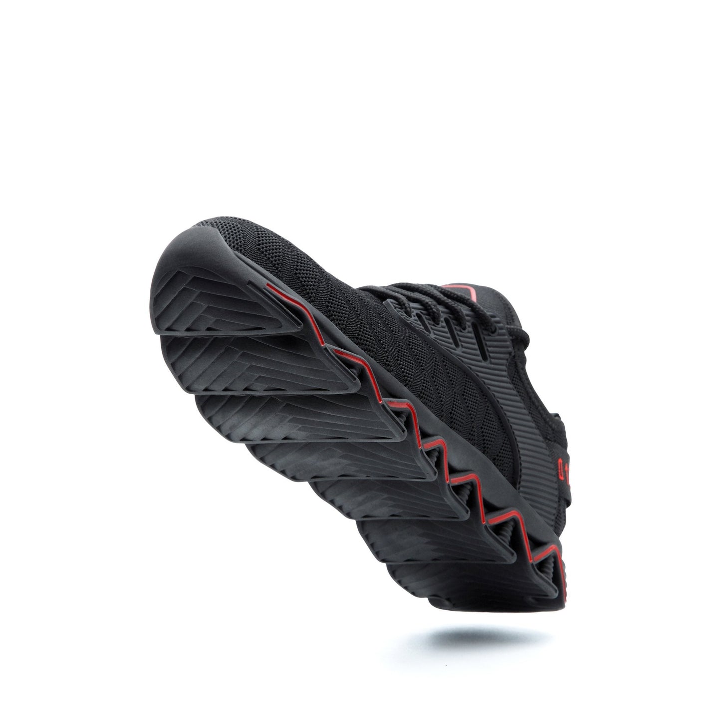 Tyche™ Black-Red Steel Toe Work Sneakers — Lightweight, Breathable, Slip-Resistant Safety Shoes