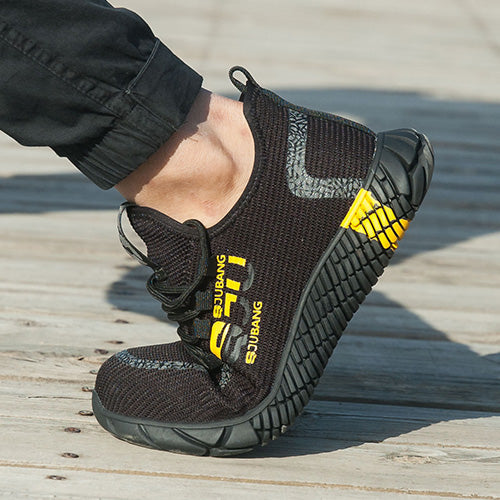 Typhon™ S Ju Bang Steel Toe Work Sneakers — Lightweight Breathable Safety Shoes (Black/Yellow)