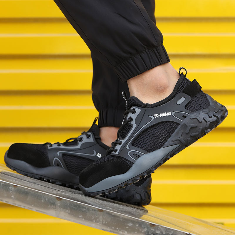 Eris™ Steel Toe SQ Ju Bang — Lightweight, Breathable, Anti-Slip Military-Grade Work Sneakers (Black)