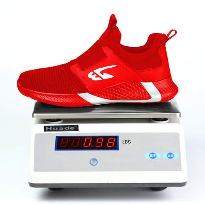 Orion™ J3 Steel Toe Slip-On Sneakers — Lightweight, Anti-Slip, Shock-Absorbing Safety Shoes (Red)