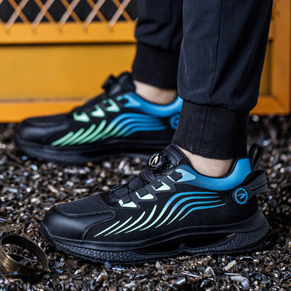 Kharon J3™ Steel Toe Sneakers Black/ Blue — Lightweight, Impact-Resistant, Anti-Slip Work Safety Shoes for Men