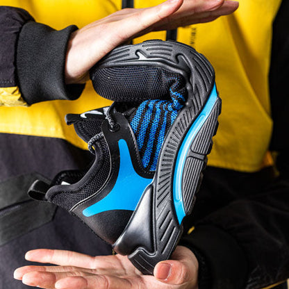 Aidos™ J3 Black-Bleu Steel Toe Work Sneakers — Lightweight, Breathable, Anti-Slip Safety Shoes for Men
