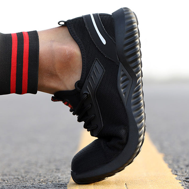 DIKE™ Black Steel Toe Safety Sneakers — Lightweight, Shock-Absorbing, Anti-Slip Work Shoes