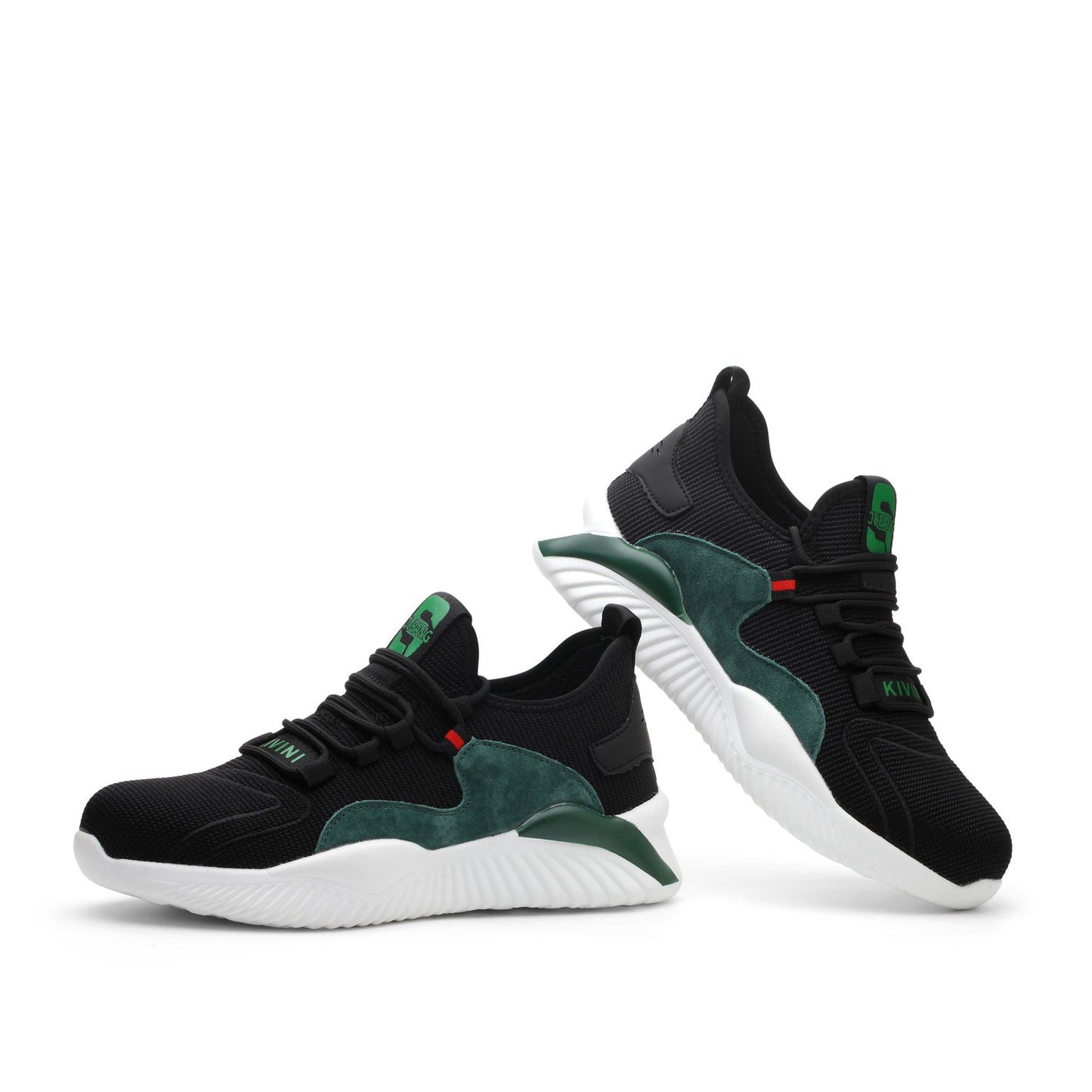 Helios™ Kivini Black-Green Steel Toe Work Sneakers | Lightweight, Slip-Resistant Safety Shoes