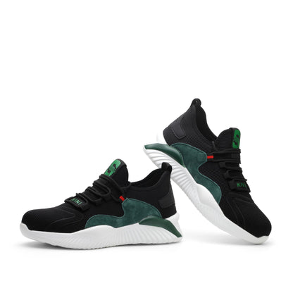 Helios™ Kivini Black-Green Steel Toe Work Sneakers | Lightweight, Slip-Resistant Safety Shoes