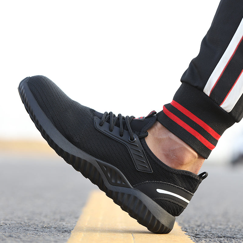 DIKE™ Black Steel Toe Safety Sneakers — Lightweight, Shock-Absorbing, Anti-Slip Work Shoes