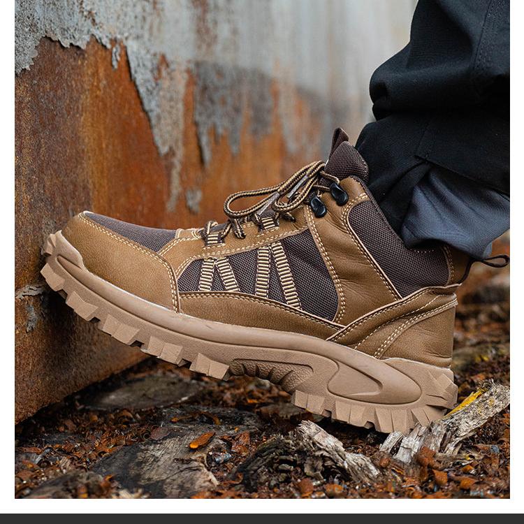 Themis™ J3 Brown Steel Toe Work Shoes — Rugged, Lightweight, Anti-Slip Safety Footwear