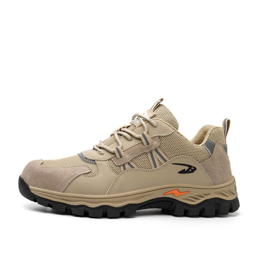 Triton™ J3 Steel Toe Work Shoes — Lightweight, Anti-Slip, Shock-Absorbing Safety Sneakers (Beige)