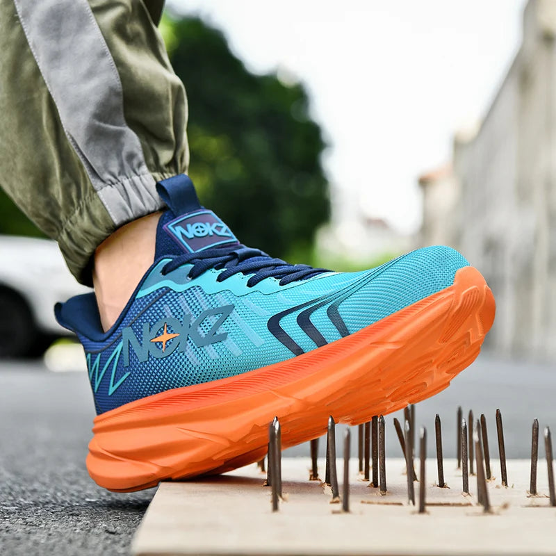 Agon™ NOXZ Men’s Steel Toe Kicks — Ultra-Durable, Breathable, Anti-Puncture Work Sneakers (Blue/Orange)