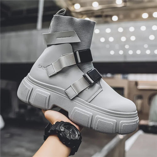 Eros Men’s GAISIMA™ High-Top Boots — Warm Winter Streetwear Boots, Anti-Slip Urban Fashion Footwear (grey)