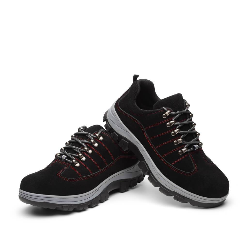Hypnos™ Black-Red Steel Toe Work Sneakers — Lightweight, Anti-Slip, Durable Safety Shoes