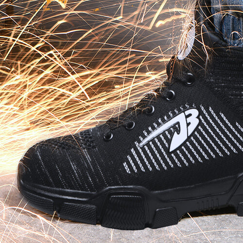 Perseus™ J3 High-Top Steel Toe Sneakers — Lightweight, Anti-Slip, Shock-Absorbing Safety Shoes (Black)