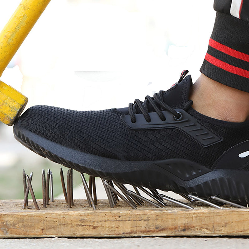 DIKE™ Black Steel Toe Safety Sneakers — Lightweight, Shock-Absorbing, Anti-Slip Work Shoes