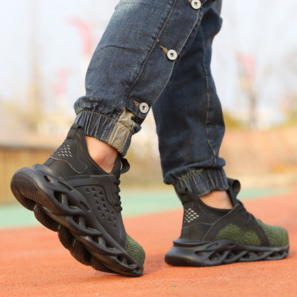 Xenon™ Green Steel Toe Work Sneakers — Lightweight, Breathable, Anti-Slip Safety Shoes for Long Shifts