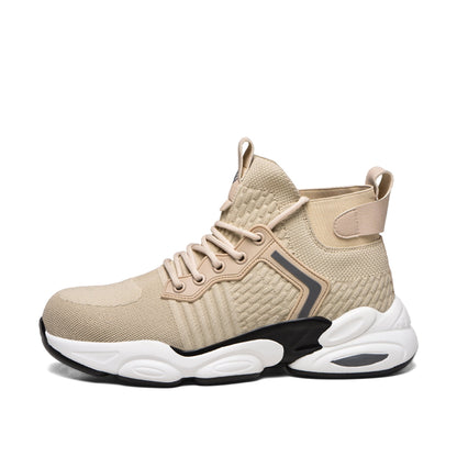 Alecto™ J3 Beige Steel Toe Work Sneakers — Lightweight, Breathable, Anti-Slip Safety Shoes for All-Day Protection