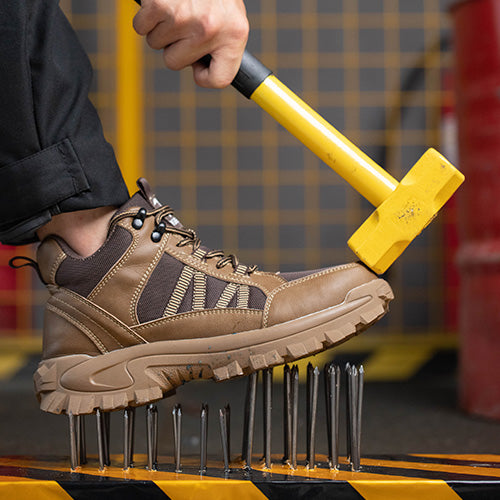 Themis™ J3 Brown Steel Toe Work Shoes — Rugged, Lightweight, Anti-Slip Safety Footwear