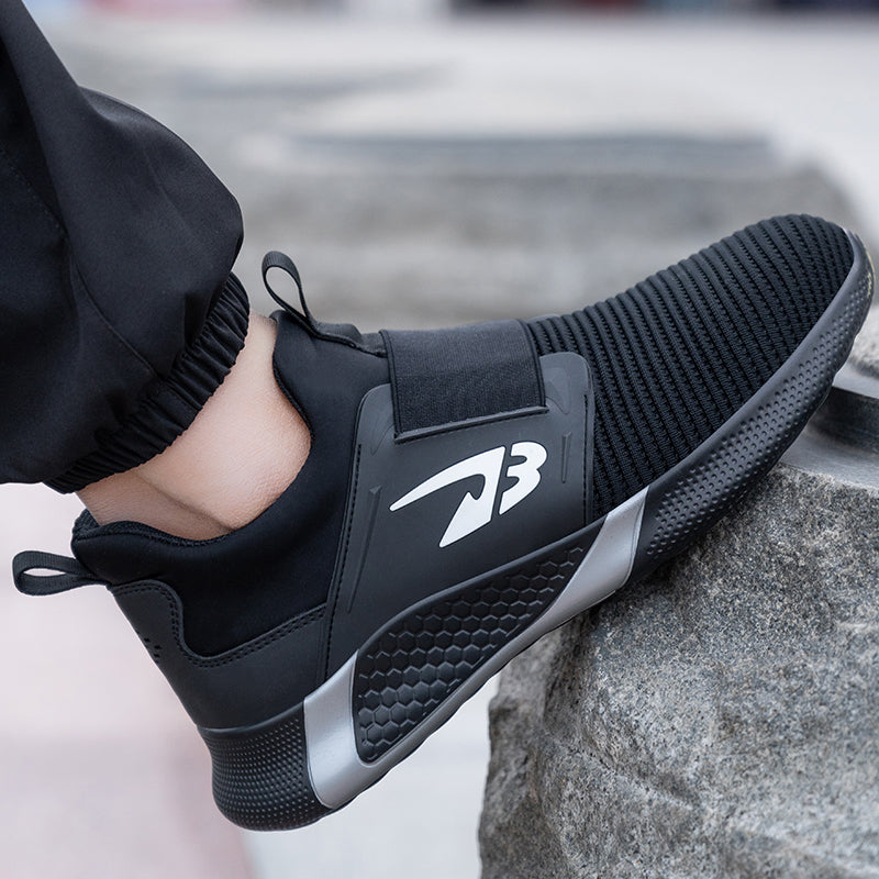 Orion™ J3 Steel Toe Slip-On Sneakers — Lightweight, Anti-Slip, Shock-Absorbing Safety Shoes (Black)