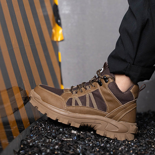 Themis™ J3 Brown Steel Toe Work Shoes — Rugged, Lightweight, Anti-Slip Safety Footwear