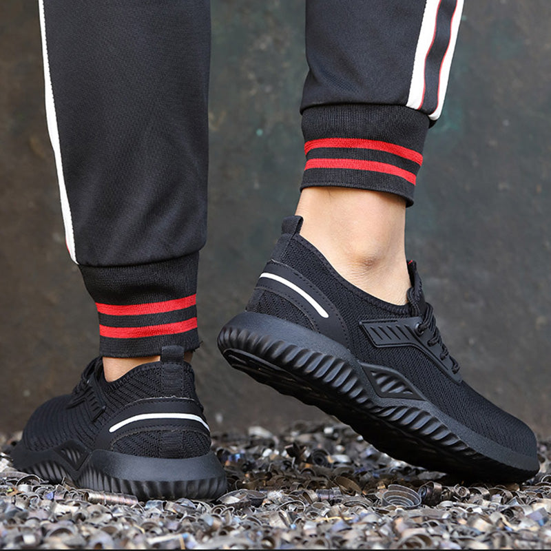 DIKE™ Black Steel Toe Safety Sneakers — Lightweight, Shock-Absorbing, Anti-Slip Work Shoes