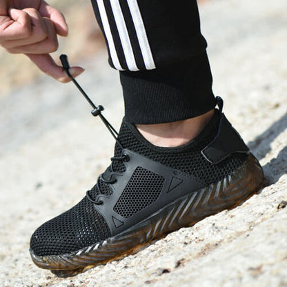 Hemera™ Airflow Black Steel Toe Work Sneakers — Lightweight, Breathable, Anti-Slip Safety Shoes